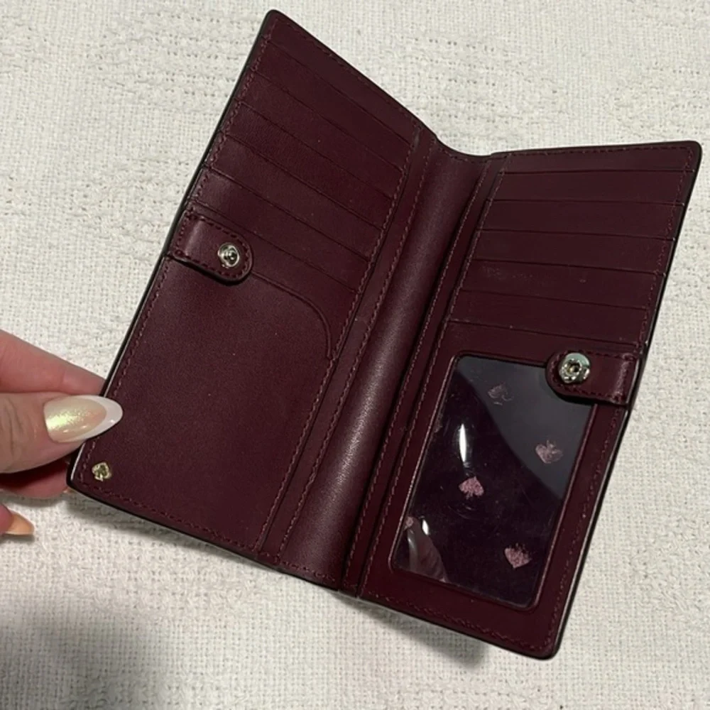 Kate Spade wallet folder purple snap button several card holders signature spade - Picture 7 of 9